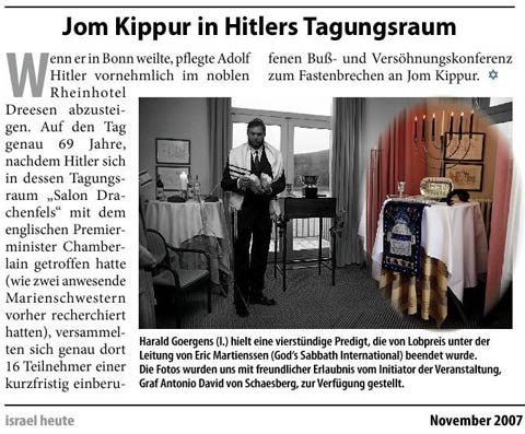 Jom Kippur in Hitlers Tagungsraum im Rheinhotel Dreesen - Salon Drachenfels